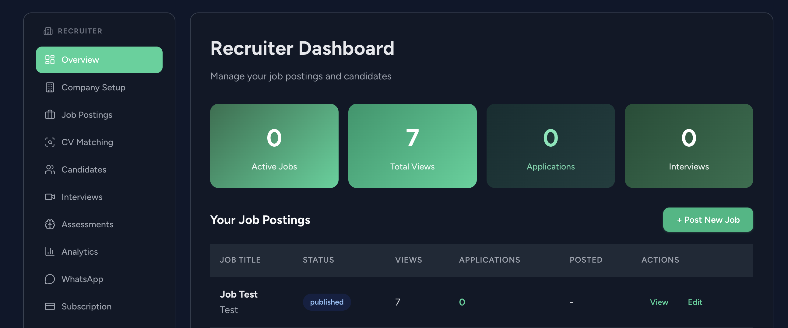TSALA AI Recruitment Platform Dashboard